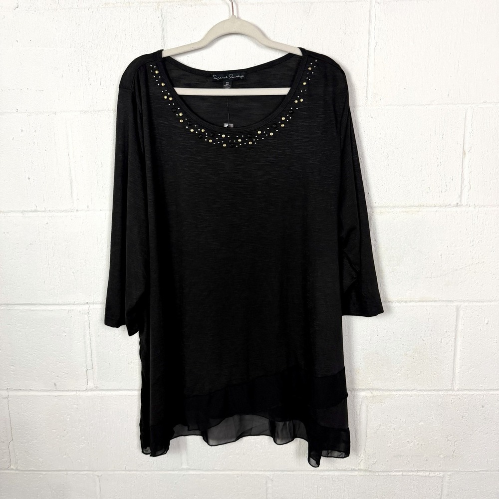French Laundry NWT Sparkly Tunic Plus Size 3X Sequins Asymmetric Sheer Hem Fairy